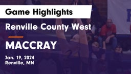 Renville County West  vs MACCRAY  Game Highlights - Jan. 19, 2024