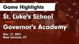 St. Luke's School vs Governor's Academy  Game Highlights - Dec. 17, 2021