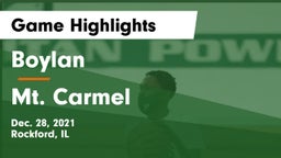 Boylan  vs Mt. Carmel  Game Highlights - Dec. 28, 2021