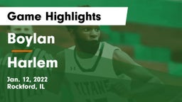 Boylan  vs Harlem  Game Highlights - Jan. 12, 2022