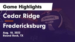 Cedar Ridge  vs Fredericksburg  Game Highlights - Aug. 18, 2022