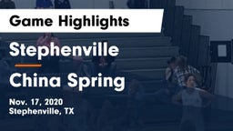 Stephenville  vs China Spring  Game Highlights - Nov. 17, 2020