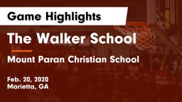 The Walker School vs Mount Paran Christian School Game Highlights - Feb. 20, 2020