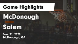 McDonough  vs Salem  Game Highlights - Jan. 21, 2020