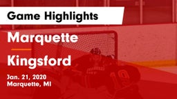 Marquette  vs Kingsford  Game Highlights - Jan. 21, 2020