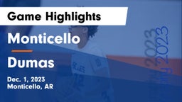 Monticello  vs Dumas  Game Highlights - Dec. 1, 2023