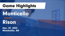 Monticello  vs Rison Game Highlights - Dec. 29, 2023