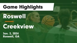 Roswell  vs Creekview  Game Highlights - Jan. 2, 2024