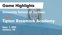 University School of Jackson vs Tipton Rosemark Academy Game Highlights - Sept. 1, 2020