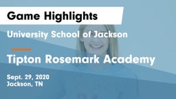 University School of Jackson vs Tipton Rosemark Academy Game Highlights - Sept. 29, 2020