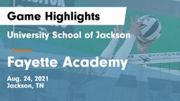 University School of Jackson vs Fayette Academy  Game Highlights - Aug. 24, 2021