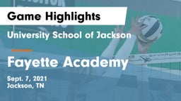 University School of Jackson vs Fayette Academy  Game Highlights - Sept. 7, 2021