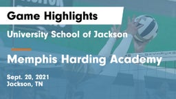 University School of Jackson vs Memphis Harding Academy Game Highlights - Sept. 20, 2021