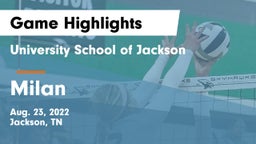 University School of Jackson vs Milan  Game Highlights - Aug. 23, 2022