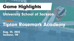 University School of Jackson vs Tipton Rosemark Academy Game Highlights - Aug. 25, 2022