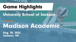 University School of Jackson vs Madison Academic Game Highlights - Aug. 30, 2022