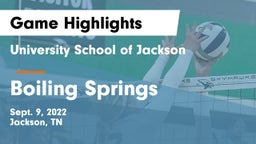 University School of Jackson vs Boiling Springs Game Highlights - Sept. 9, 2022