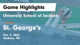University School of Jackson vs St. George's  Game Highlights - Oct. 3, 2022