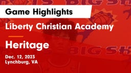 Liberty Christian Academy vs Heritage  Game Highlights - Dec. 12, 2023