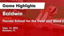 Baldwin  vs Florida School for the Deaf and Blind (FSDB) Game Highlights - Sept. 12, 2022