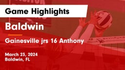 Baldwin  vs Gainesville jrs 16 Anthony  Game Highlights - March 23, 2024