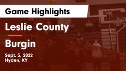 Leslie County  vs Burgin Game Highlights - Sept. 3, 2022