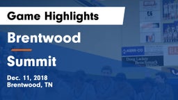 Brentwood  vs Summit  Game Highlights - Dec. 11, 2018
