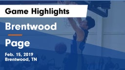 Brentwood  vs Page  Game Highlights - Feb. 15, 2019