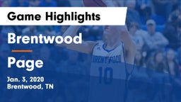 Brentwood  vs Page  Game Highlights - Jan. 3, 2020