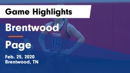 Brentwood  vs Page  Game Highlights - Feb. 25, 2020
