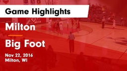 Milton  vs Big Foot  Game Highlights - Nov 22, 2016