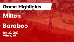 Milton  vs Baraboo  Game Highlights - Jan 20, 2017