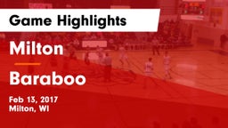 Milton  vs Baraboo  Game Highlights - Feb 13, 2017