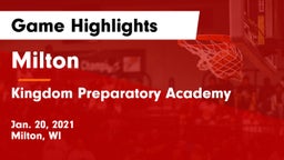 Milton  vs Kingdom Preparatory Academy Game Highlights - Jan. 20, 2021