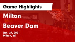 Milton  vs Beaver Dam  Game Highlights - Jan. 29, 2021