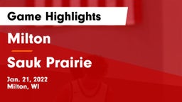 Milton  vs Sauk Prairie  Game Highlights - Jan. 21, 2022