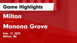 Milton  vs Monona Grove  Game Highlights - Feb. 17, 2023