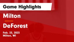 Milton  vs DeForest  Game Highlights - Feb. 23, 2023