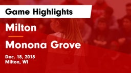 Milton  vs Monona Grove  Game Highlights - Dec. 18, 2018