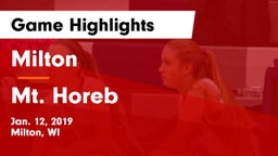 Milton  vs Mt. Horeb Game Highlights - Jan. 12, 2019