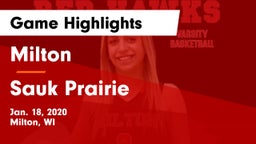 Milton  vs Sauk Prairie  Game Highlights - Jan. 18, 2020