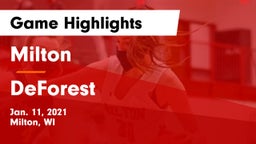 Milton  vs DeForest  Game Highlights - Jan. 11, 2021