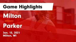 Milton  vs Parker  Game Highlights - Jan. 15, 2021