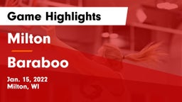 Milton  vs Baraboo  Game Highlights - Jan. 15, 2022