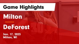 Milton  vs DeForest  Game Highlights - Jan. 17, 2023