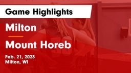 Milton  vs Mount Horeb  Game Highlights - Feb. 21, 2023
