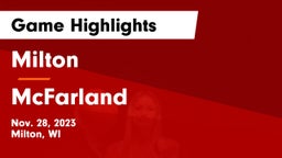 Milton  vs McFarland  Game Highlights - Nov. 28, 2023