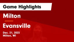 Milton  vs Evansville  Game Highlights - Dec. 21, 2023