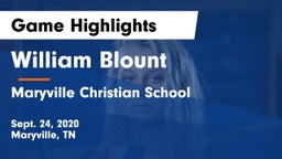 William Blount  vs Maryville Christian School  Game Highlights - Sept. 24, 2020