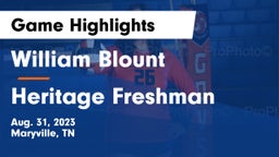 William Blount  vs Heritage Freshman Game Highlights - Aug. 31, 2023